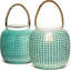 Lantern Porcelain Table Lamp- Dark Ceramic Light with Asian Inspired Cutouts-2125958743