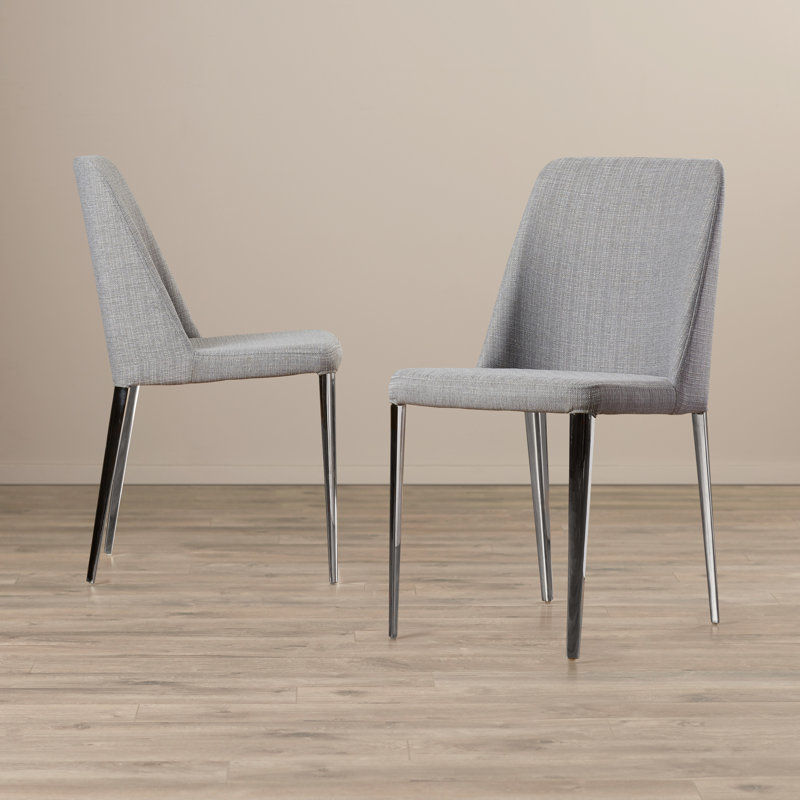 Chromium 18.5'' H Faux Leather Upholstered Metal Side Chair, Gray
