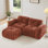 L-Shaped Boneless Sofa,Soft Velvet Fabric,Tufted Design,32D High Density Sponge,No Assembly Required,Ergonomic Design,Bottom Anti-Slip Design,Movable Ottoman For Bedrooms,Red Brown
