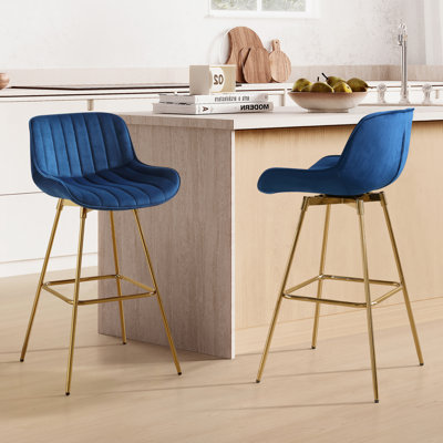 Swivel Yes Upholstered Velvet Bar Stool