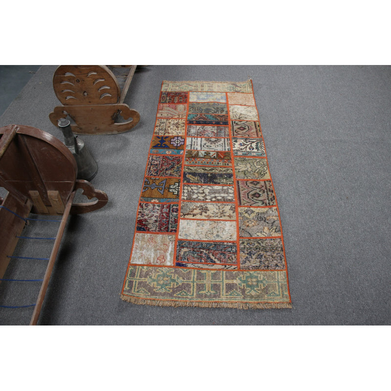 Antique Turkish Runner Rug in Vibrant Orange for Office Kitchen Stair or as Patchwork Decoration Perfect for Adding a Touch of Vintage Charm to Your Home Decor