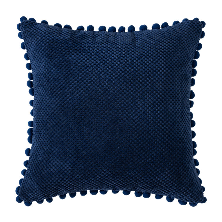 Bror Pom-Poms Throw Pillow (Set of 4) Dakota Fields Fill Material: Pillow Cover Only - No Insert, Color: Dark Blue, Size: 18 x 18