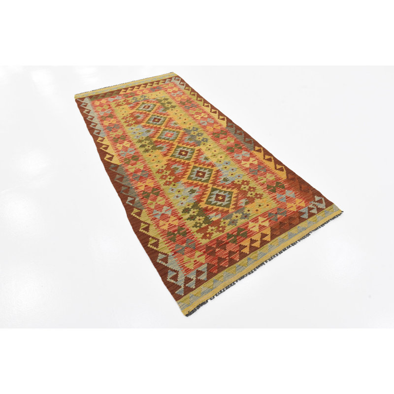 Tapis intérieur en laine beige/brun 3 pi 2 po x 6 pi 9 po main one-of-kind noué la Doorfield