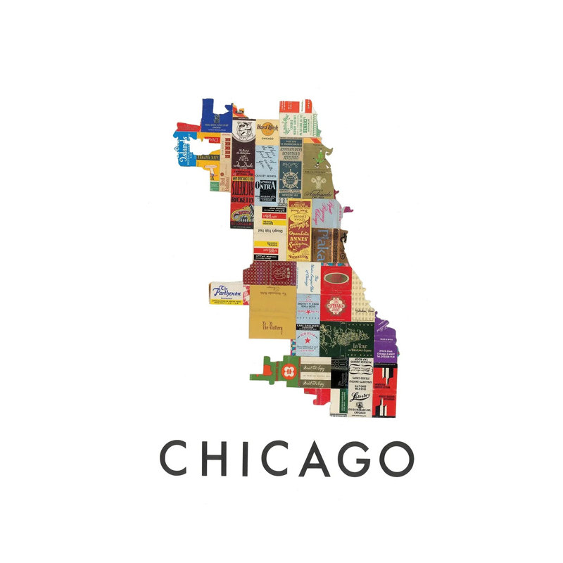 Chicago Matchbook par Paper Cutz - Print, H 26 po x l 18 po x 1,5 po