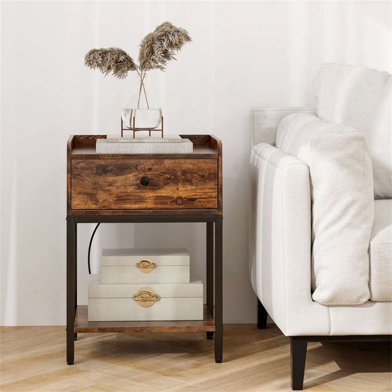 40cm W Metal Bedside Table