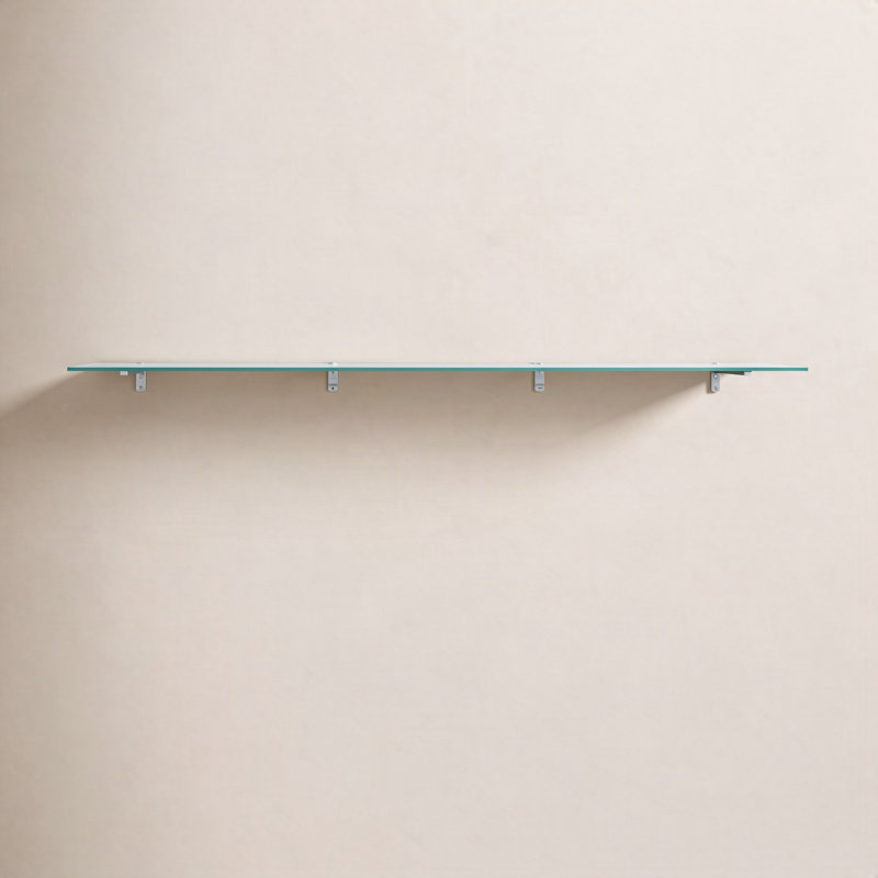 Earlham Tempered Glass Rectangular Bracket Shelf, Chrome