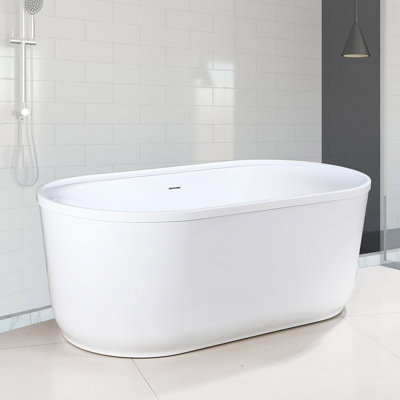 60.25'' x 32.75'' Freestanding Soaking Acrylic Bathtub