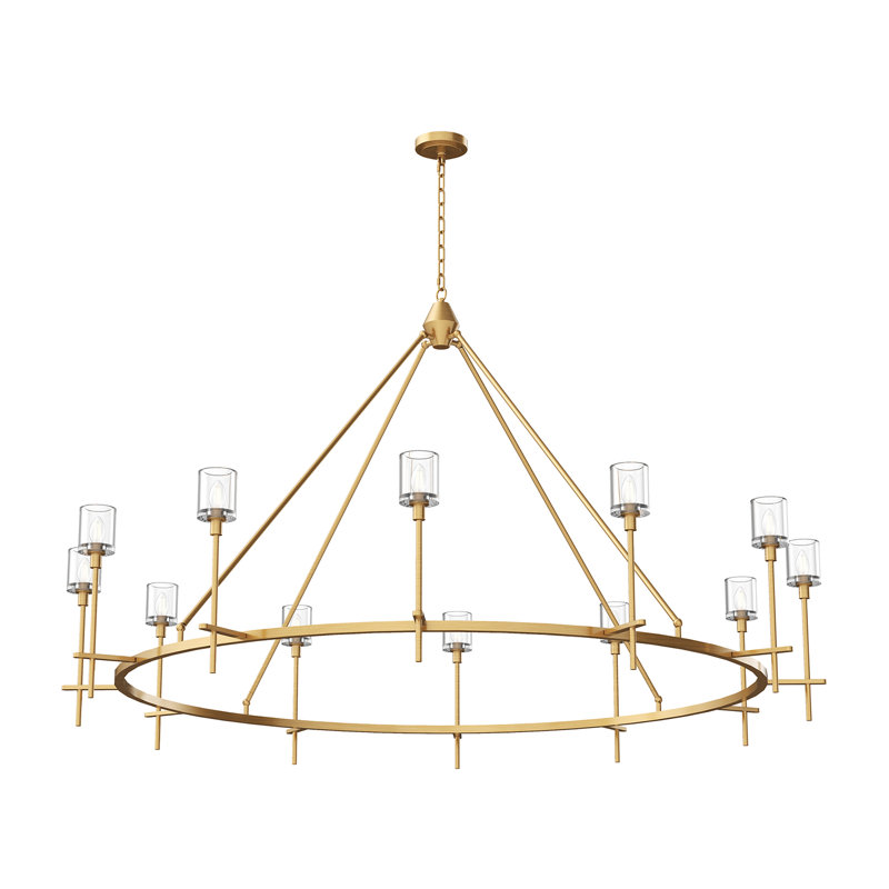 Lustre 12 lumières Salita, Laiton rétro