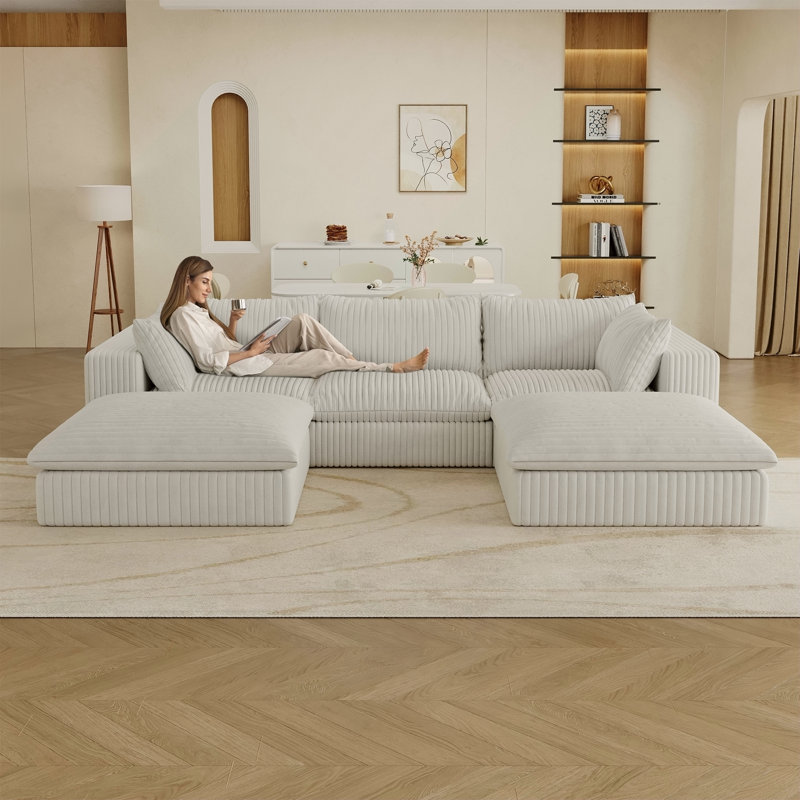 Canapé 118,2 pouces Cloud, 3, H 24 po x l 118,2 po x P 78,8 po, Blanc