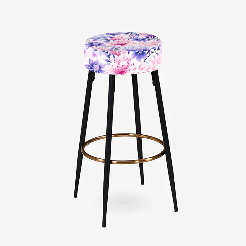 Ensemble de 2 tabourets de bar à motif floral violet