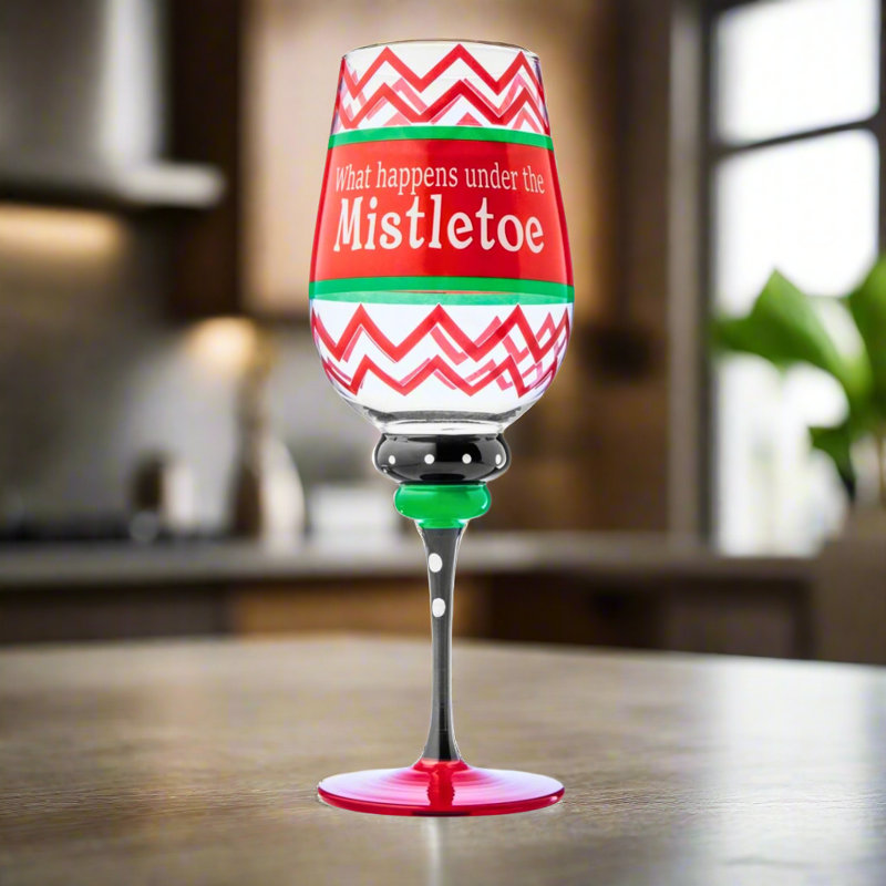 Christmas Mistletoe Wine Glass