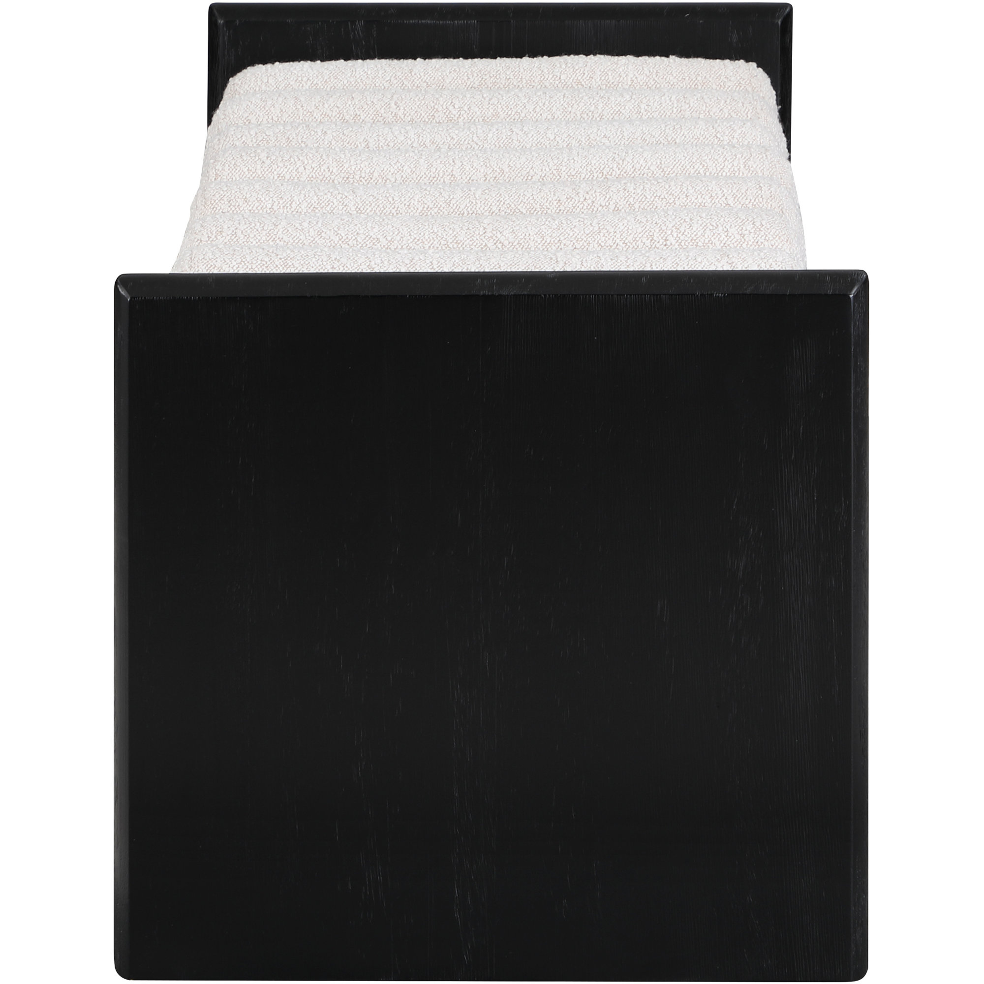 Reeves Boucle Wood Bench, Cream Boucle Fabric / Black Finish, 18" H x 52" W x 19" D