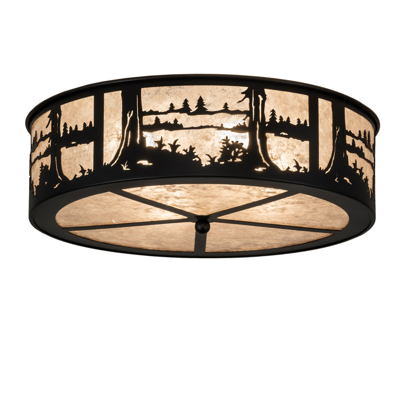 Rustic Lodge 4 - Light Flush Mount, Textured Black