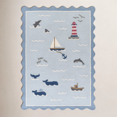 Lola Hand Tufted Wool Sea Blue Area Rug