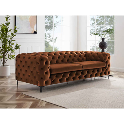Ghaleb 237Cm Velvet Square Arms Sofa