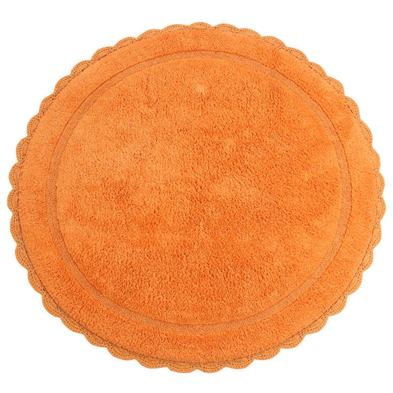 Wingert Cotton Non-Slip Bath Rug, Orange, 60'' W x 60'' L