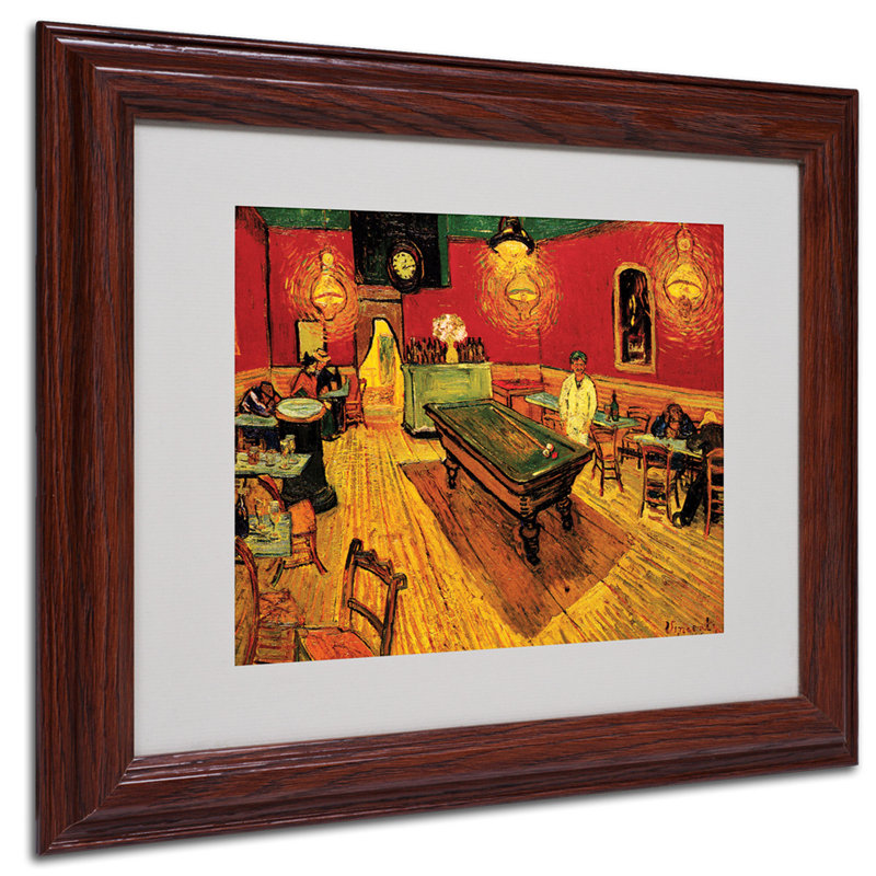 Art sur toile «Night Cafe» par Vincent van Gogh, H 11 po x l 14 po x P 0,5 po, Brun - Biseautée