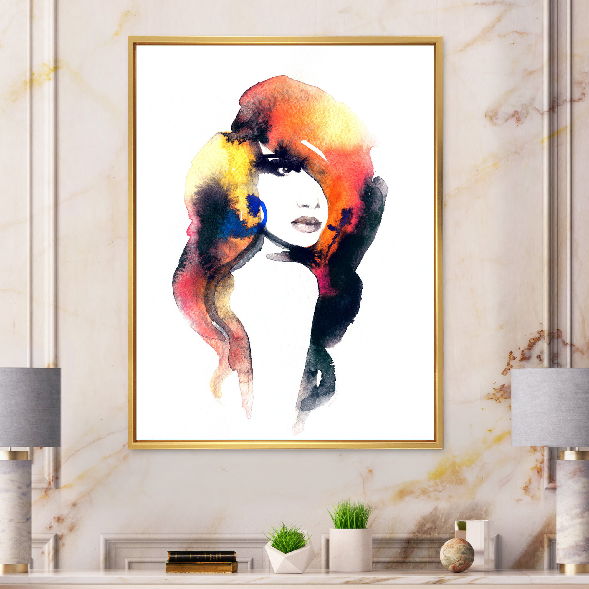Bless international Portrait Of A Beautiful Woman With Vibrant Hair On Canvas  Painting Wayfair