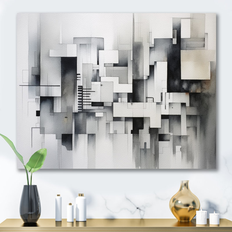 Impression sur toile gris abstrait Zen II - Minimalisme, H 34 po x l 44 po x P 1,5 po, Toile tendue