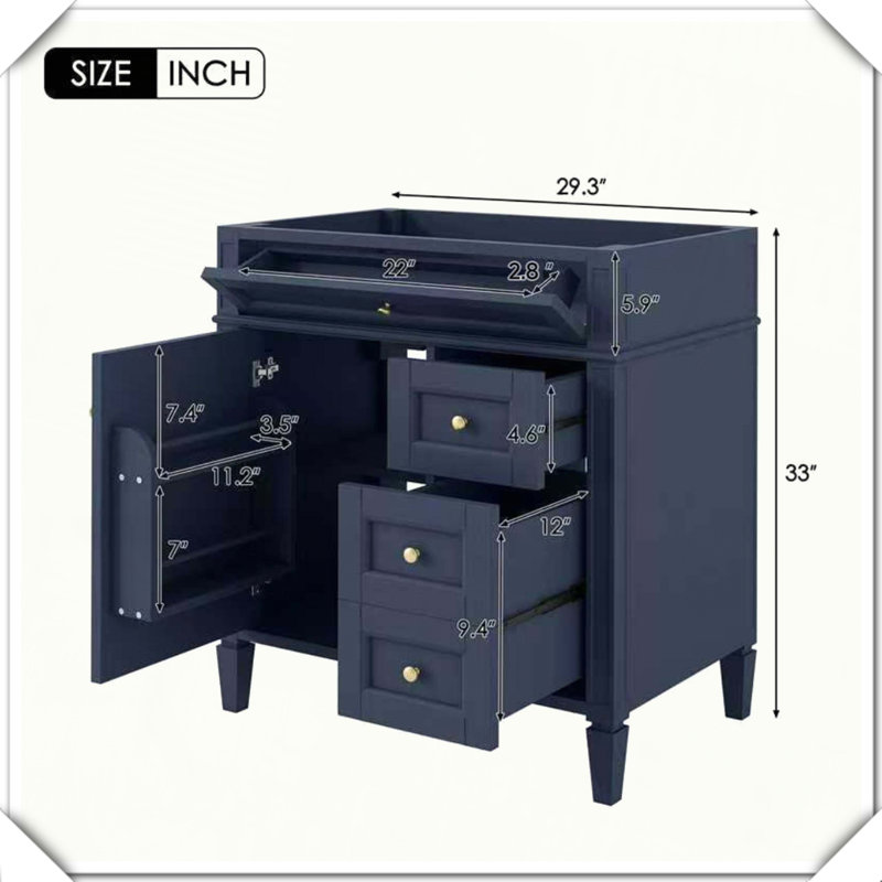 Tiroir de meuble-lavabo simple moderne sans tiroir supérieur, Bleu