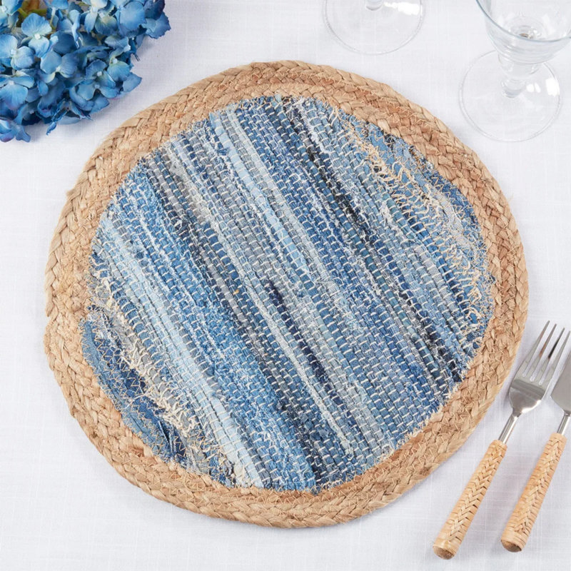 Cotton Blend Striped Round Placemat