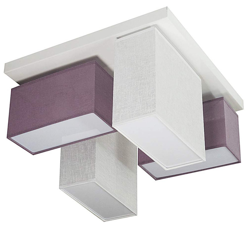 Eris Fabric Semi Flush Mount, White/Purple