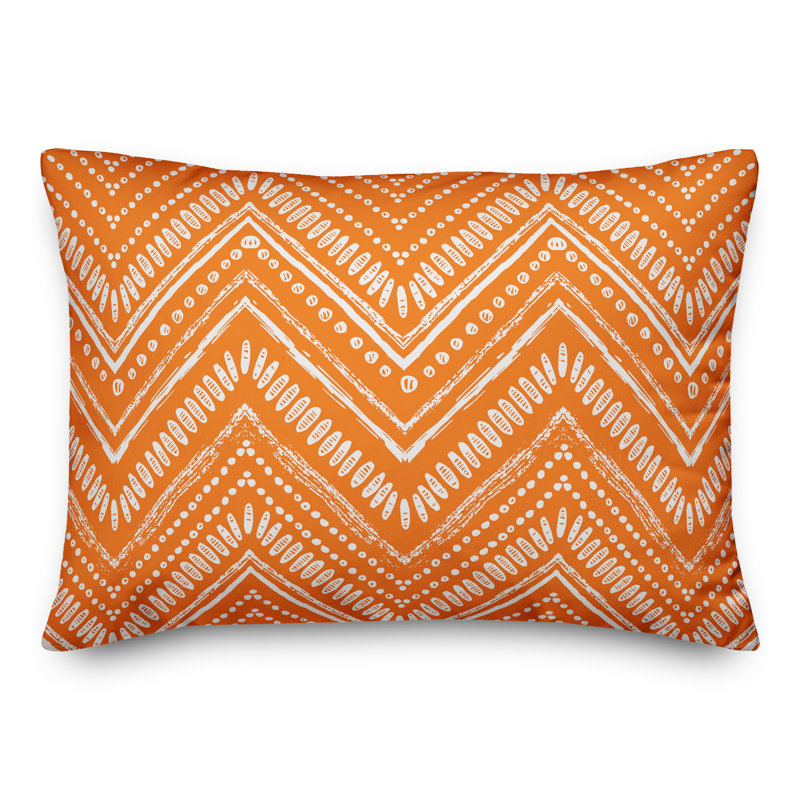 Chevron Outdoor Throw Pillow, No Fill, Orange/Cream