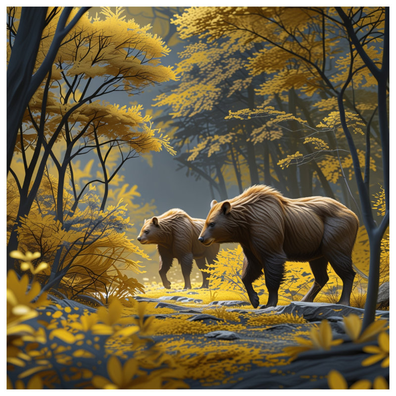 Édredon Bears In Autumn Forest, Simple extra long