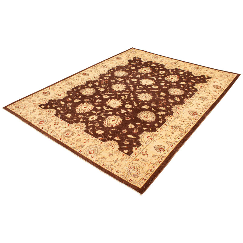 Tapis décoratif en laine de conception unique 8 pi 10 po x 12 pi Chobi noué à la main New Age