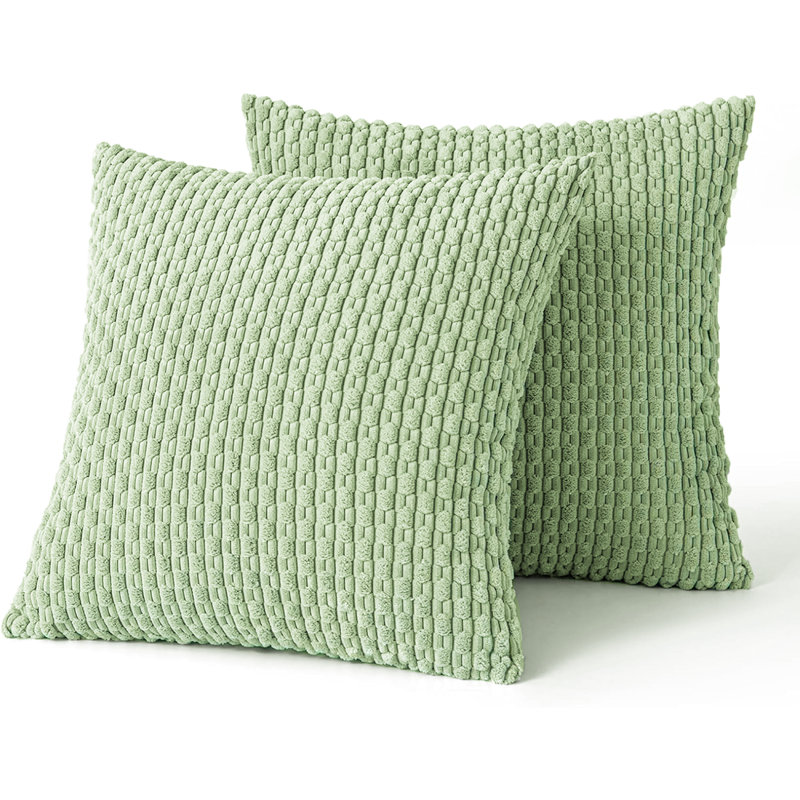 Cozy Throw Pillow Cover 2pcs, Square 18", Green