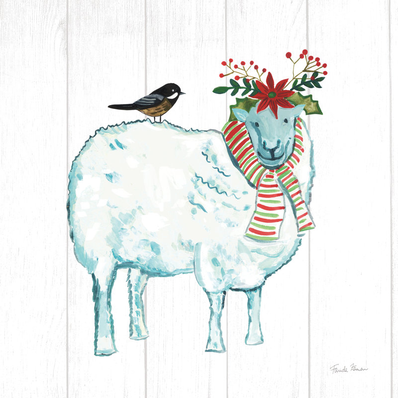 Holiday Farm Animals III by Farida Zaman - Wrapped Canvas Painting, 76cm H x 76cm W x 3.8cm D