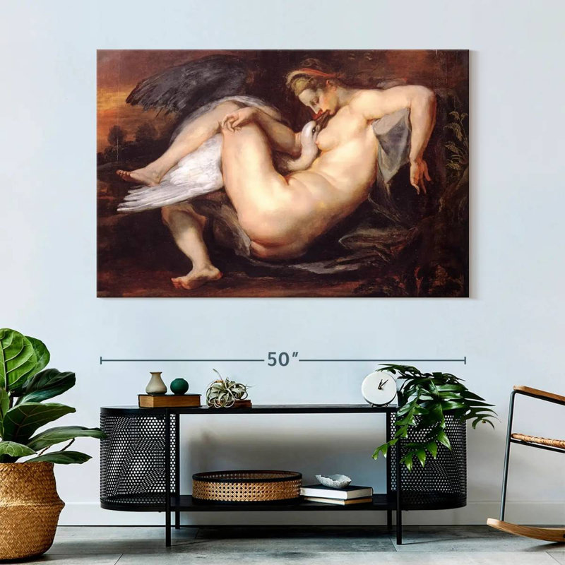 Leisha Leda et le cygne 1601, H 34 po x l 51 po