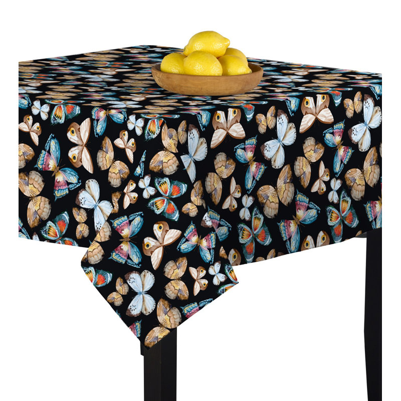 Alayna Geometric Tablecloth, 54" L x 54" W, Black