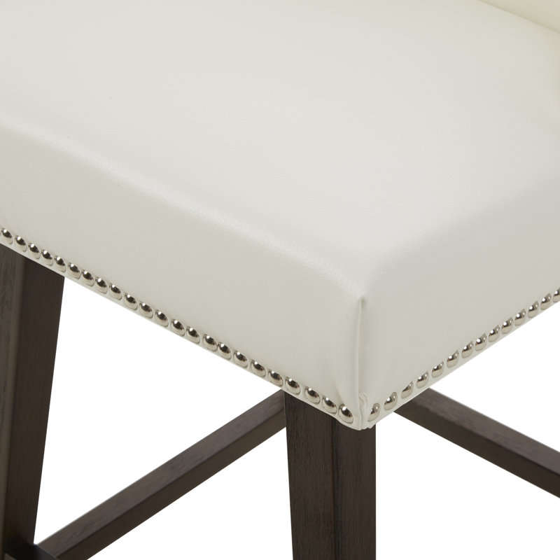 Aleksy Swivel Upholstered Counter Stool with Solid Wood Frame, Pure White, Bar Stool (30" Seat Height)
