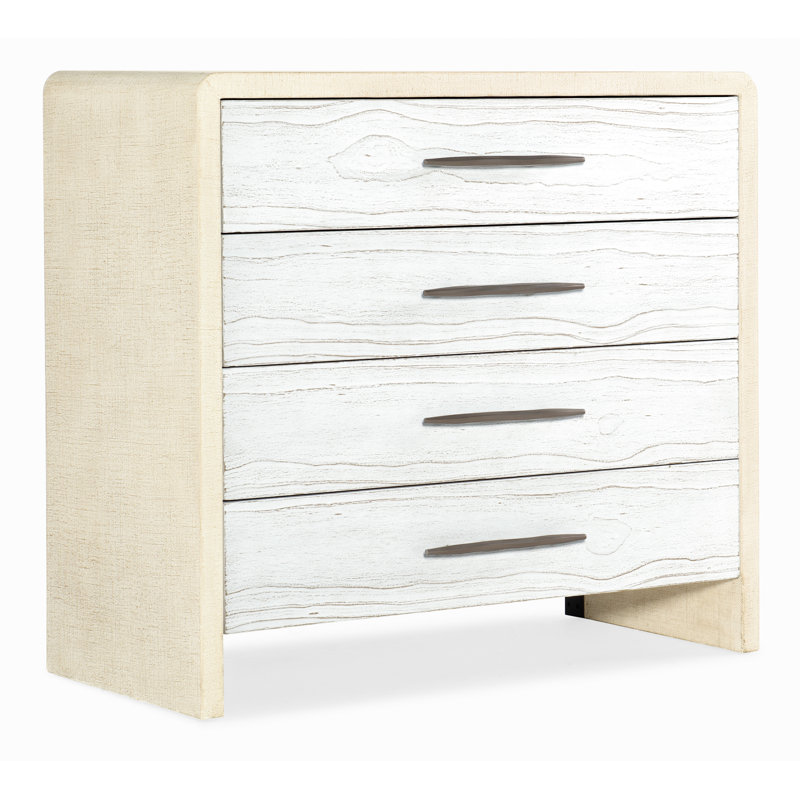 White and Beige Transitional Four-Drawer Bachelor Chest