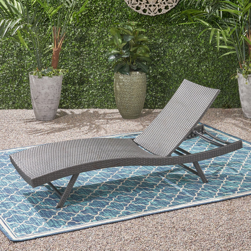PE WICKER CHAISE, Gray, 1