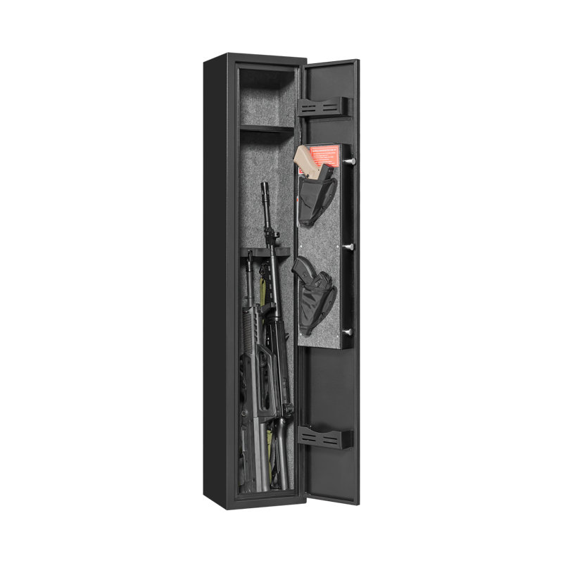 Armoire à armes à feu en acier robuste, avec tablettes, porte-balles à tablettes amovibles et porte-armes à feu.