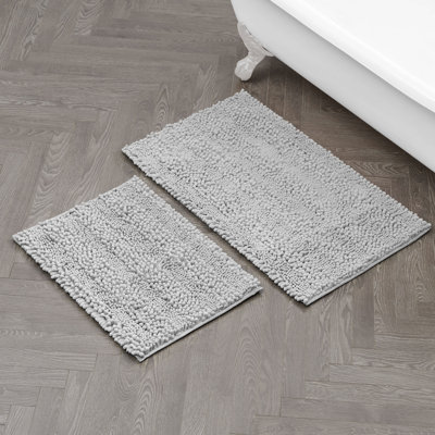 Laura Ashley Astor Chenille 2 Pieces Non-Slip Bath Mat