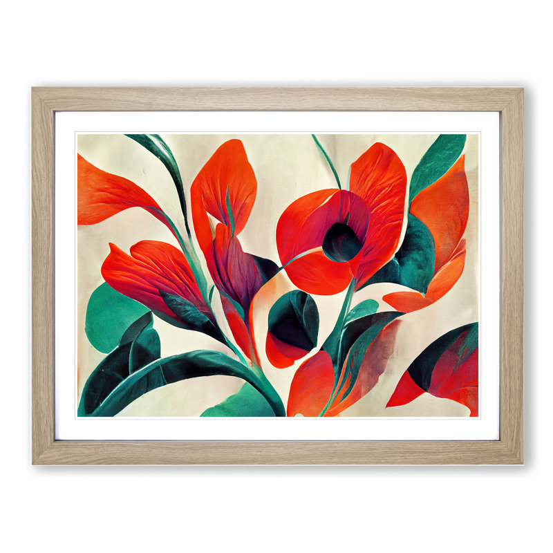 Flowers Abstract Vol.7 - Single Picture Frame Print, Oak Framed, 46cm H x 64cm W x 2cm D