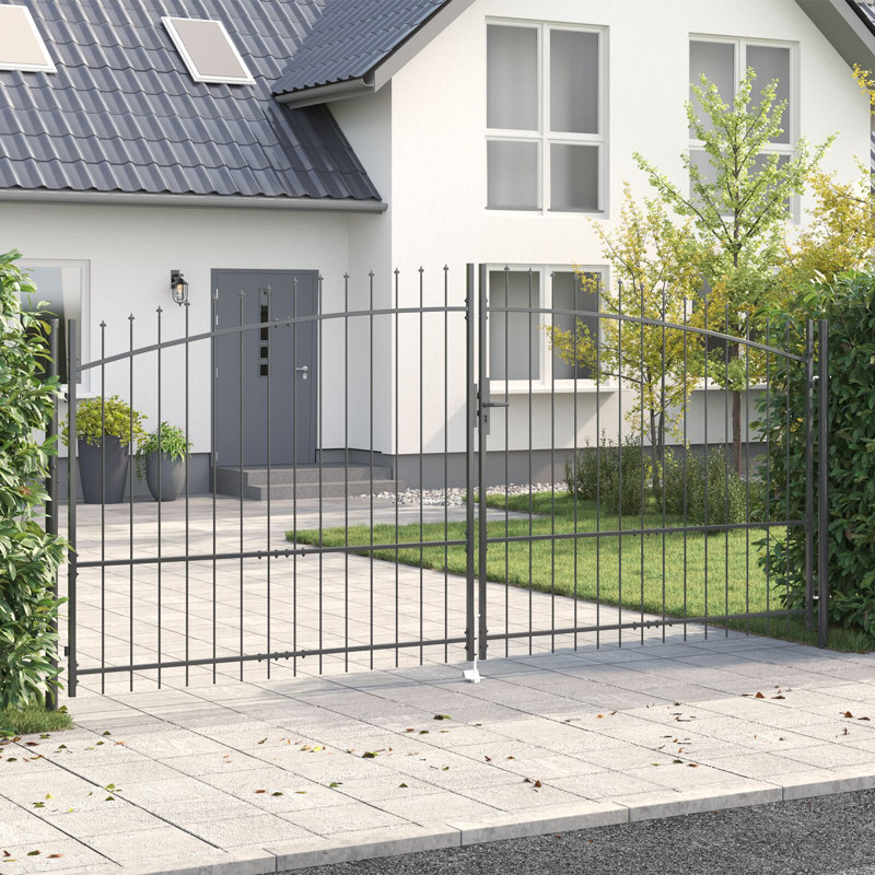 Double barrière vidaXL avec verrou gris 400 x 199,5 cm Acier