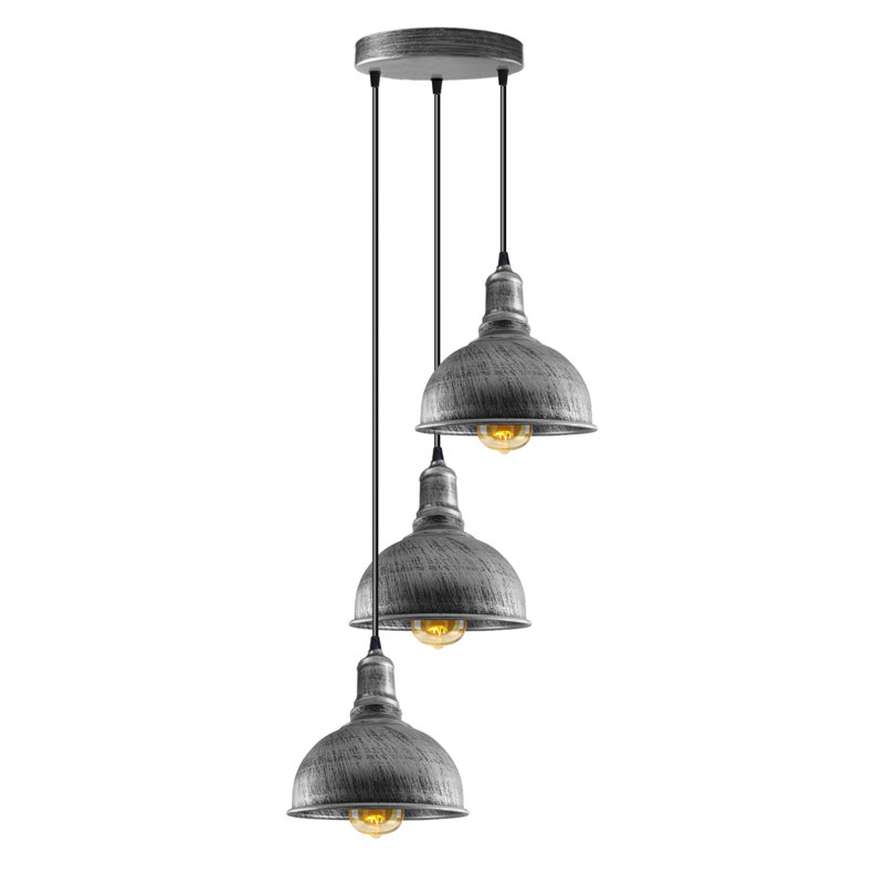 Parkmont 3 - Light Brushed Silver Cluster Pendant, No