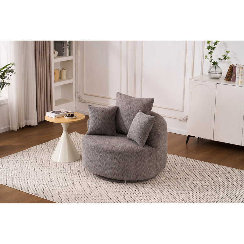 Fauteuil d'appoint pivotant Modern Office - Base en bois et gris pour stabilité, Gris