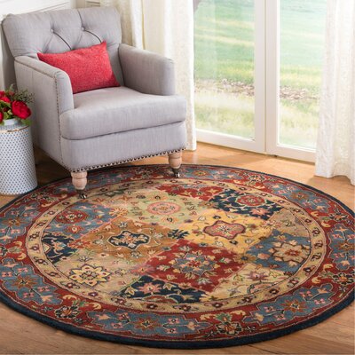 Balthrop Oriental Handmade Tufted Wool Red/Blue/Cream Area Rug -  Astoria Grand, 7FE86ACC42994CBFA1946D994CEB8304