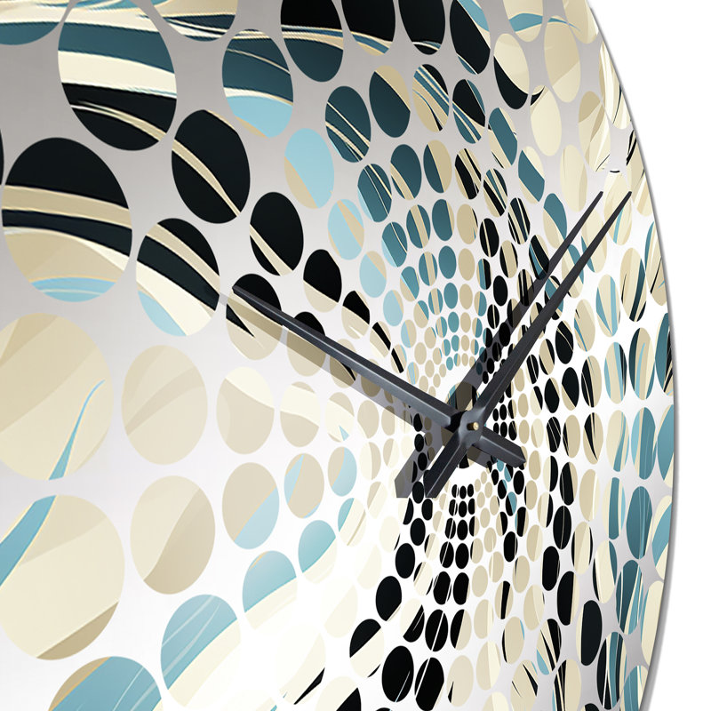 Horloge murale abstraite bleu sarcelle et crème Natures Whispers, Grand