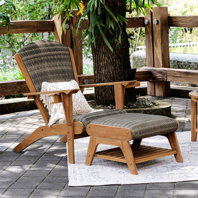 Bristol Teak Outdoor Adirondack Chair & Ottoman Free Patio Cover