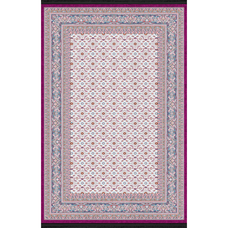 Tapis décoratif rétro motif floral rose à motif floral, Rectangle 4 pi 11,06 po x 9 pi 10,11 po