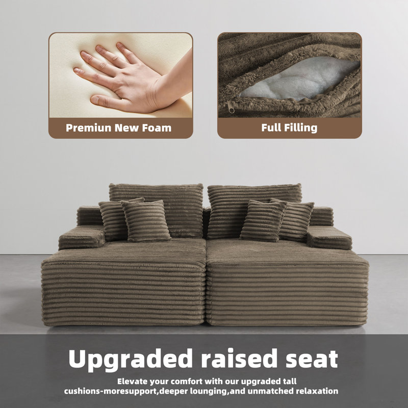 Upholstered Chaise Lounge, Light Brown