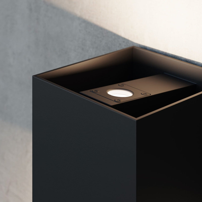 Qube Aluminium LED Flush Mounted Sconce, Textured Black, 5.25" H x 5.25" W x 5.5" D