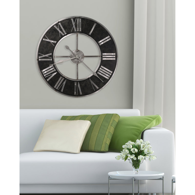 Dearborn Oversized Wall Clock, Machined Steel Frame with Distressed Grind Marks
