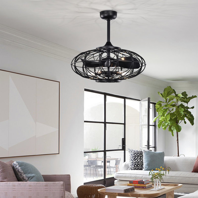Ventilateur de plafond noir mat avec télécommande Melton
